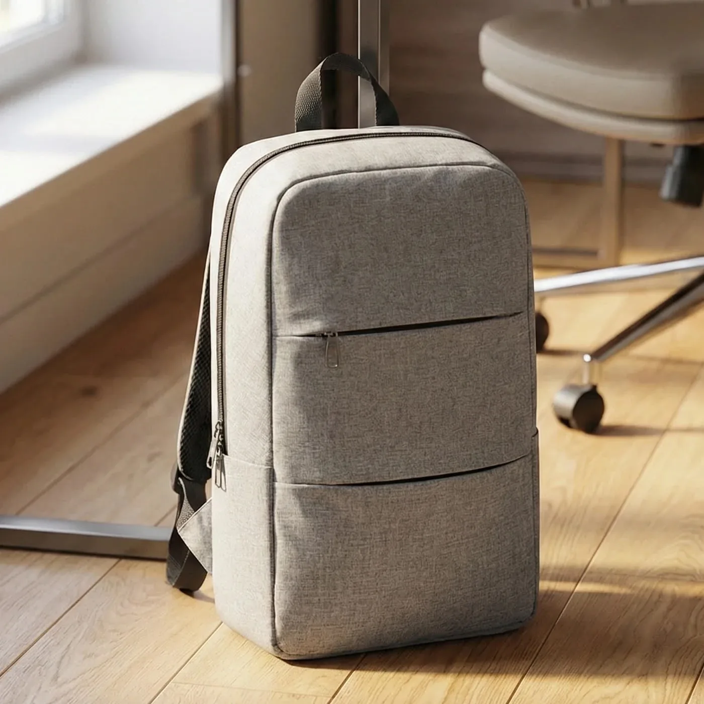 Minimalist Laptop ve İş Sırt Çantası (Süet / Keten Dokulu) — Modern iş hayatı ve günlük kullanım için tasarlanmış, sade ve şık sırt çantası. Özel laptop bölmesi, gizli fermuarlı ön cepleri ve nefes alabilir ortopedik sırt paneli ile hem konforlu hem de profesyonel bir görünüm sunar. Kurumsal promosyon ve logo baskısı için mükemmel bir tercihtir.